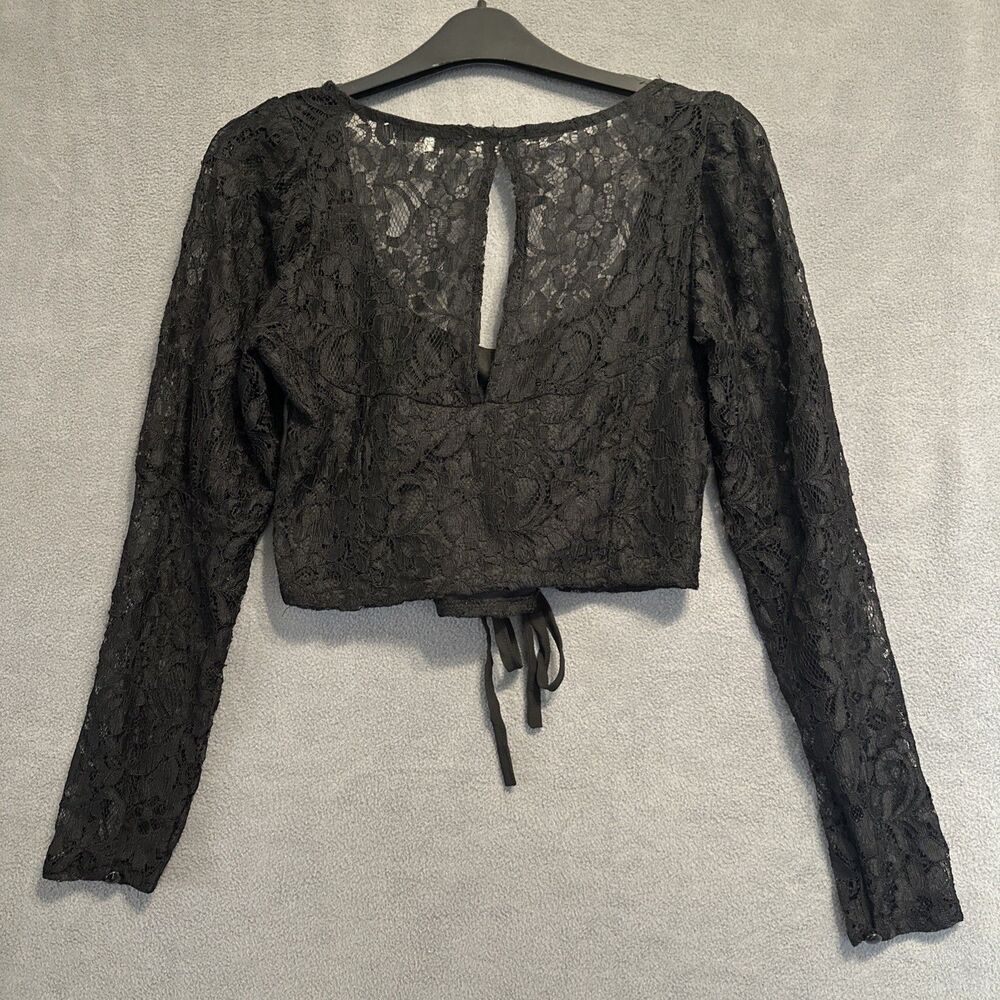 Miss‎ Selfie Lace Up Crop Top Size S Black Whimsigoth Vamp Ren Fair Sexy Y2K - Picture 2 of 10